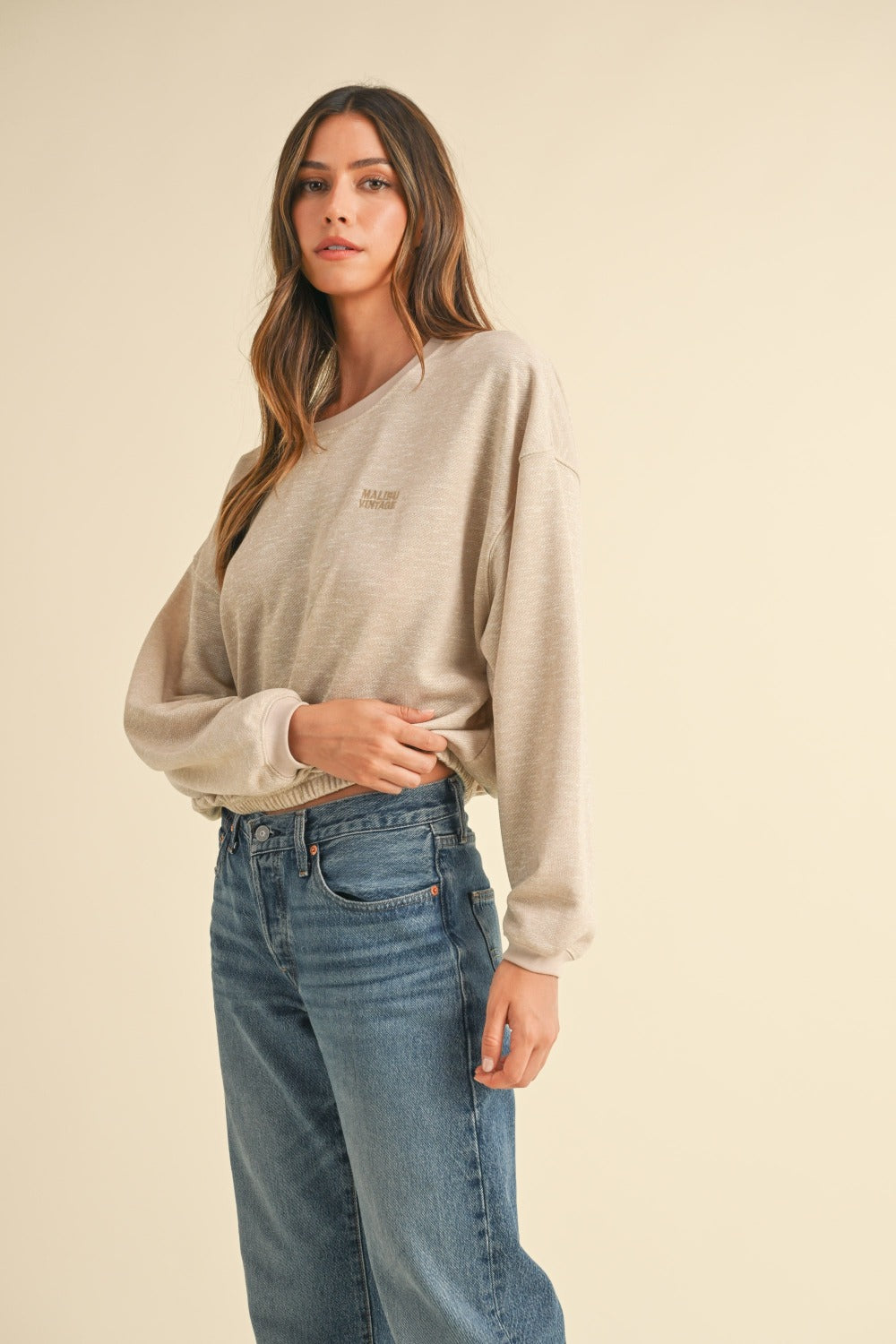 Emmey Embroidery Crop Sweatshirt