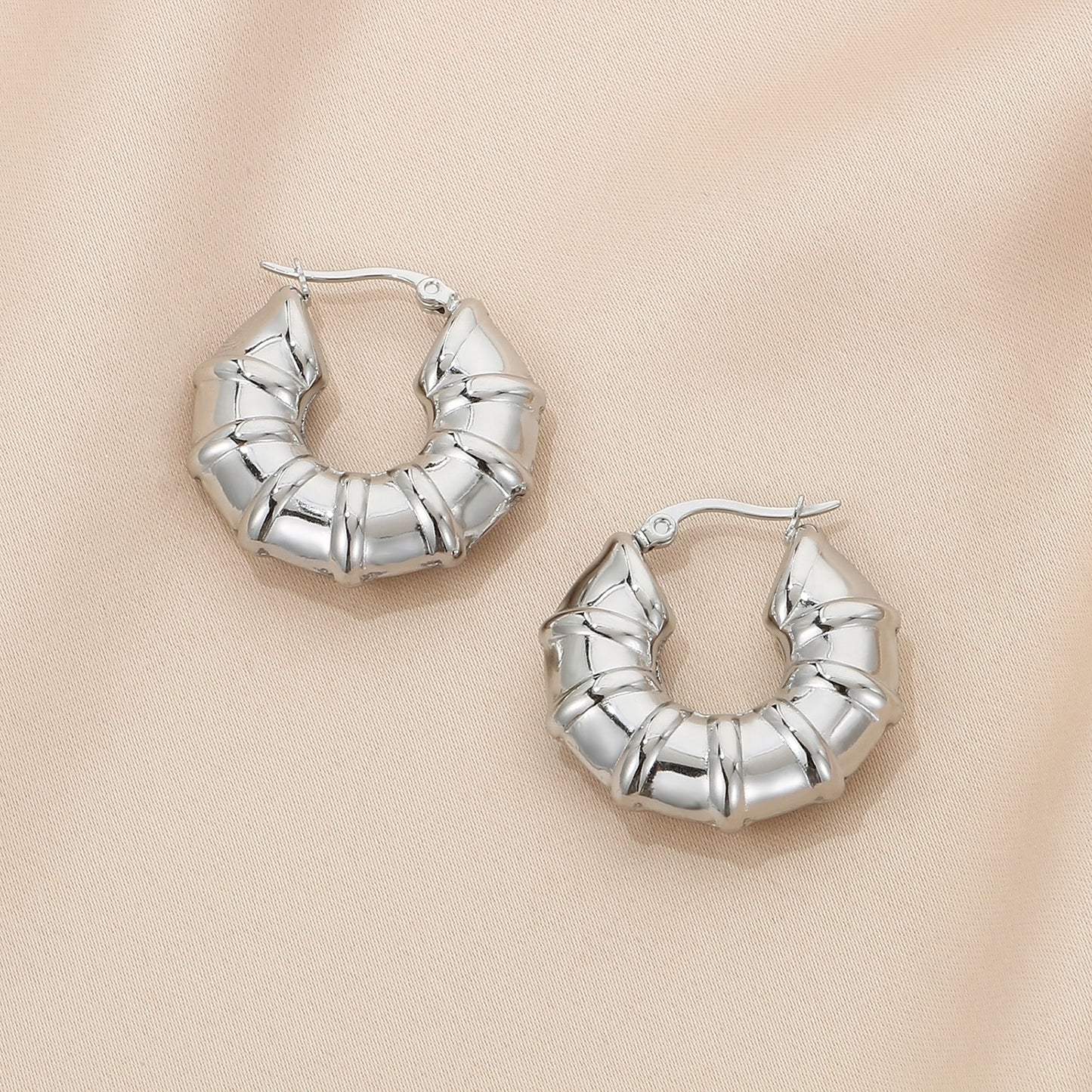 Stainless Steel Hinged Hoop Earrings